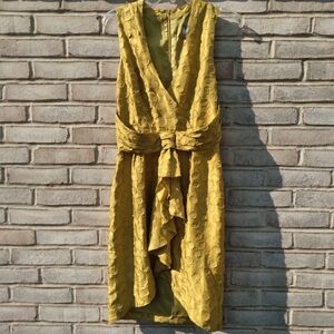 Quillaree | Tethered dots mustard silk dress size 4